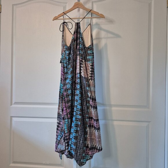 Boho Tasseled Sundress w/ Asymmetrical Hem | Tribal Print | M - Picture 3 of 7